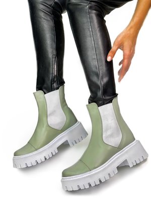 Ботинки челси зеленые кожаные 91220/2(290), Зеленая кожа, 36